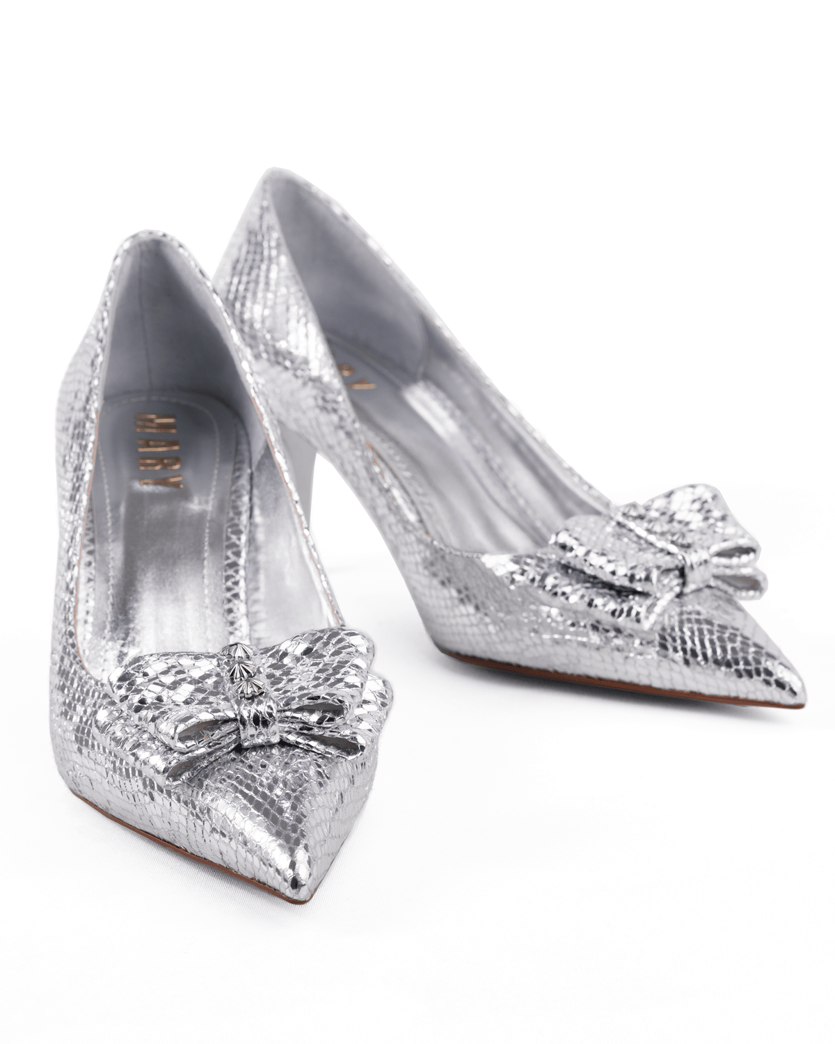 Yılan Desenli Fiyonklu Stiletto Topuk Ayakkabı - Mary Shoes