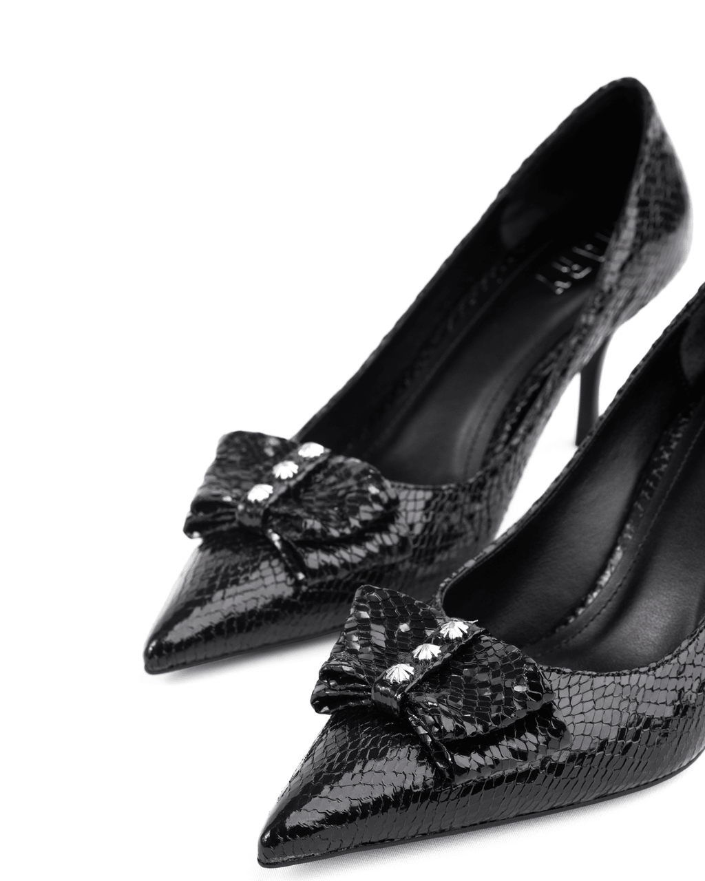 Yılan Desenli Fiyonklu Stiletto Topuk Ayakkabı - Mary Shoes