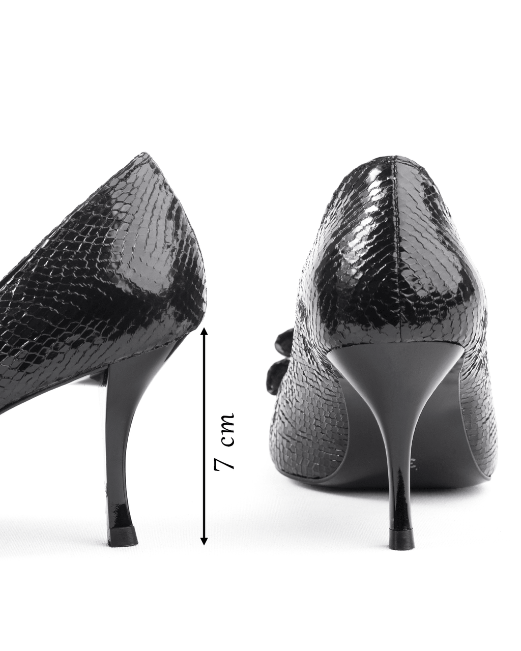 Yılan Desenli Fiyonklu Stiletto Topuk Ayakkabı - Mary Shoes