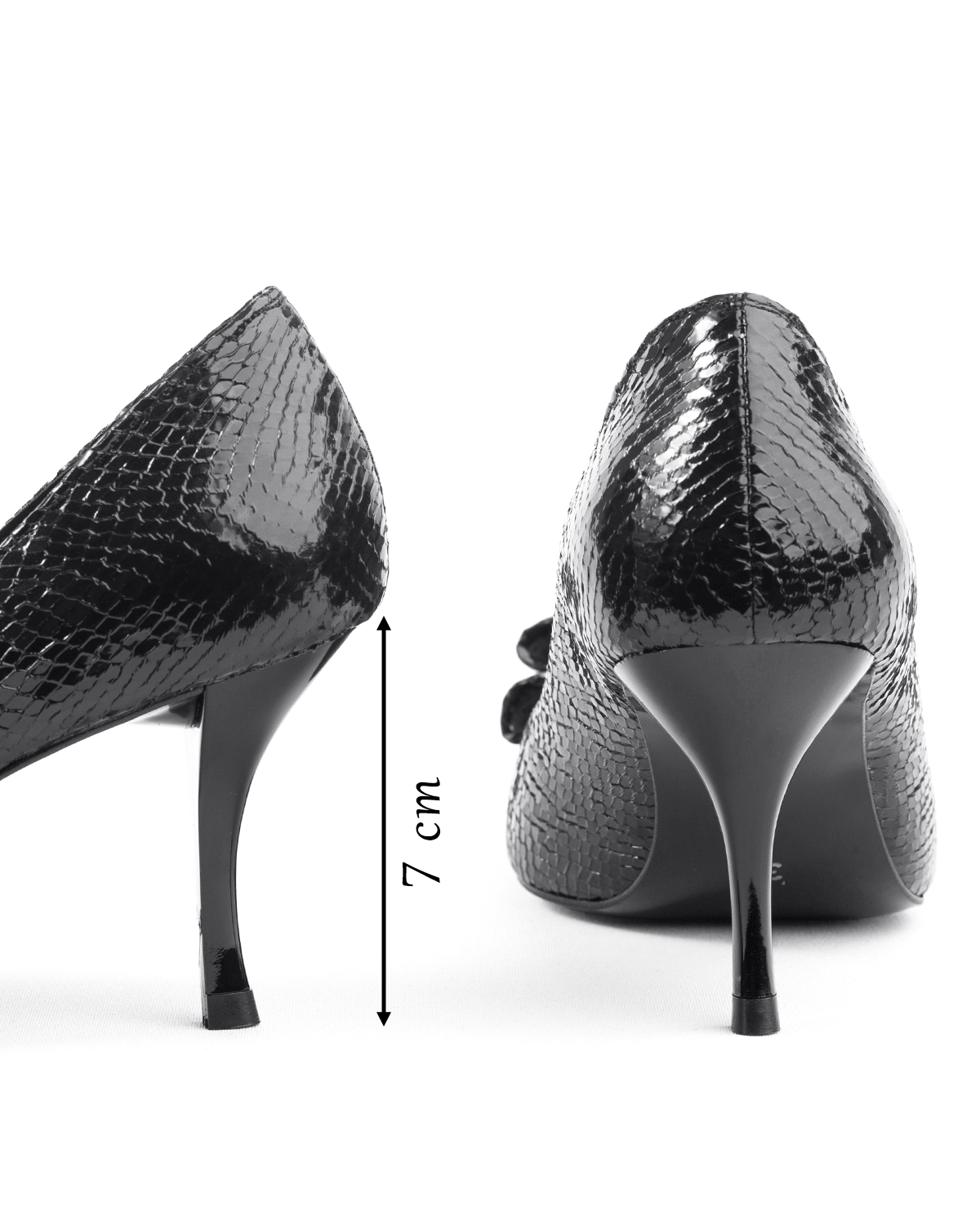 Yılan Desenli Fiyonklu Stiletto Topuk Ayakkabı - Mary Shoes