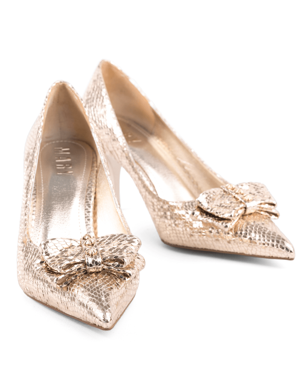 Yılan Desenli Fiyonklu Stiletto Topuk Ayakkabı - Mary Shoes