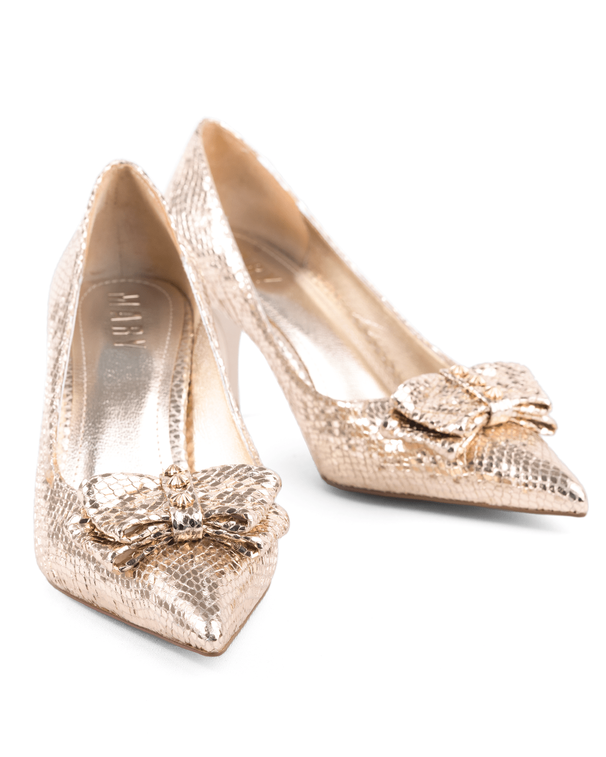 Yılan Desenli Fiyonklu Stiletto Topuk Ayakkabı - Mary Shoes